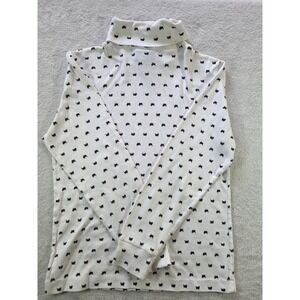 Vintage Currants Scottie Dog Print Mock Turtleneck Women's M Made USA 90s